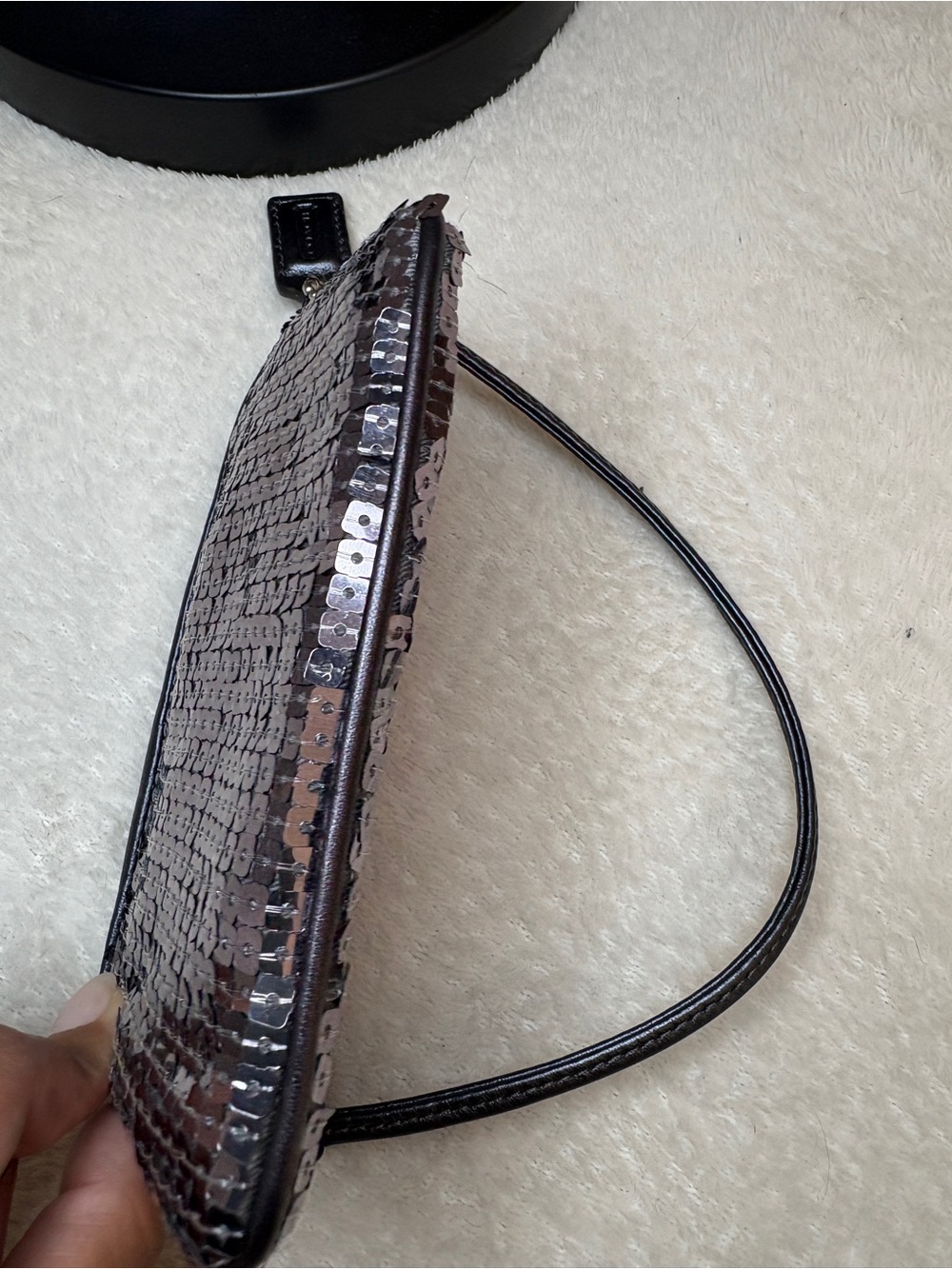 Coach Poppy Sequin Wristlet Clutch in Black - Picture 7 of 12